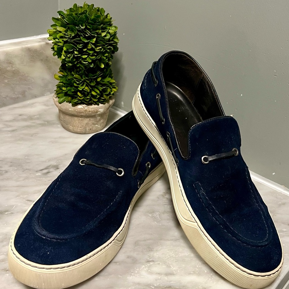 Lanvin Navy Suede Loafers
